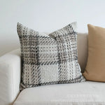 housse coussin gris noir blanc motif géométrique contemporain polyester coton non toxique respectueux environnement