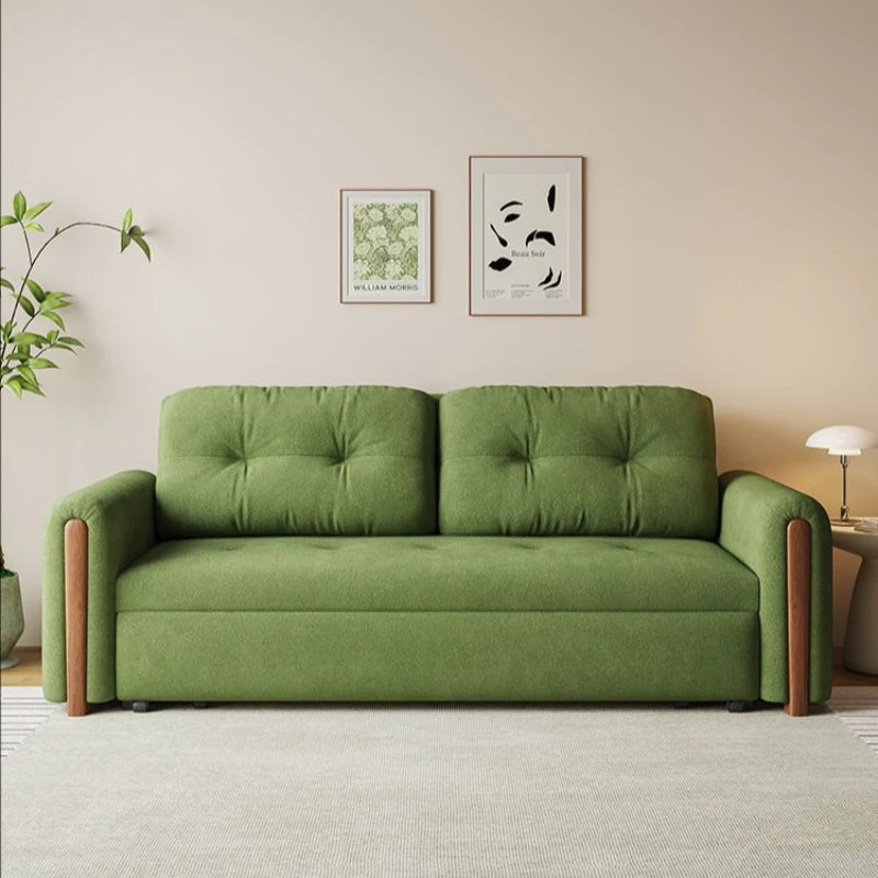 canapé lit moderne velours vert coussins minimaliste assemblage facile multifonctionnel salon