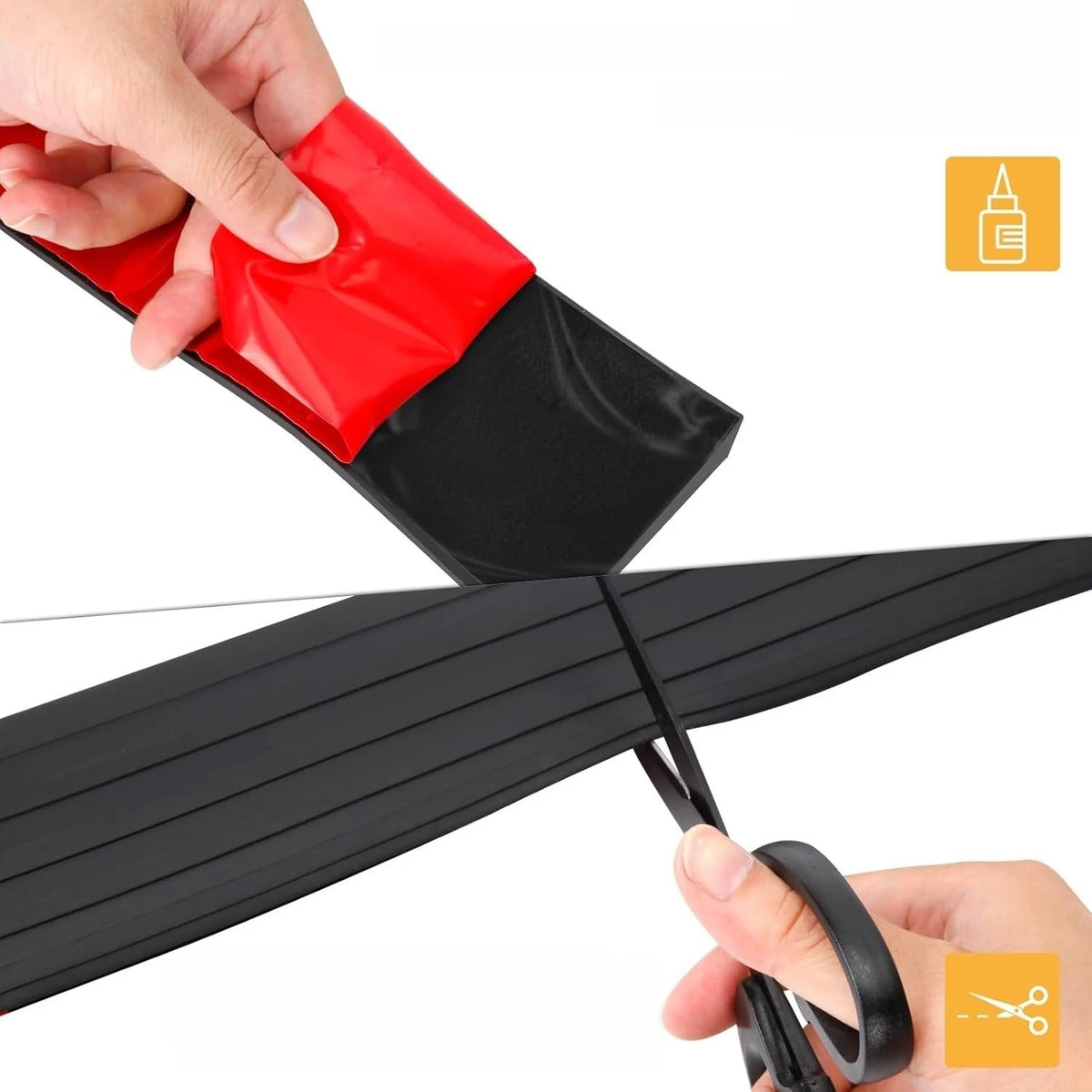 bande seuil antidérapante silicone strié noir rouge moderne 80cm adhésive ciseaux minimaliste