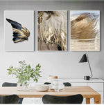 Peinture sur toile ailes d'ange abstraites en plume d'or pour salon moderne