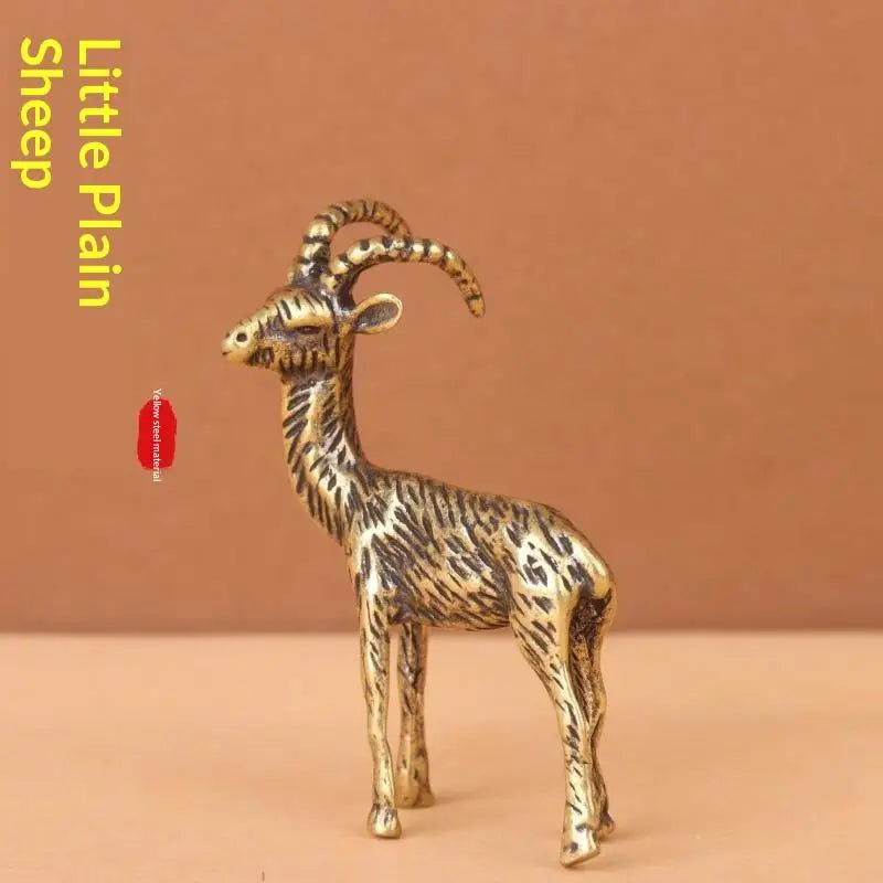statuette animale chèvre or marron rayures verticales art asiatique décoration maison ornement feng shui