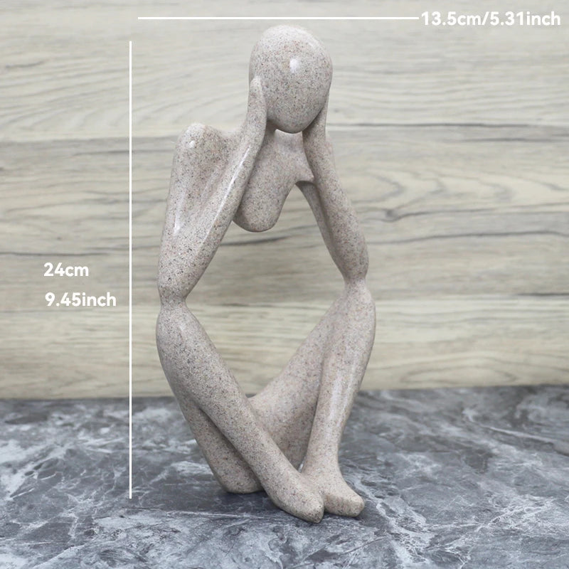 statues sculptées moderne abstrait beige gris statuette granulée résine opaques décoration intérieure chambre