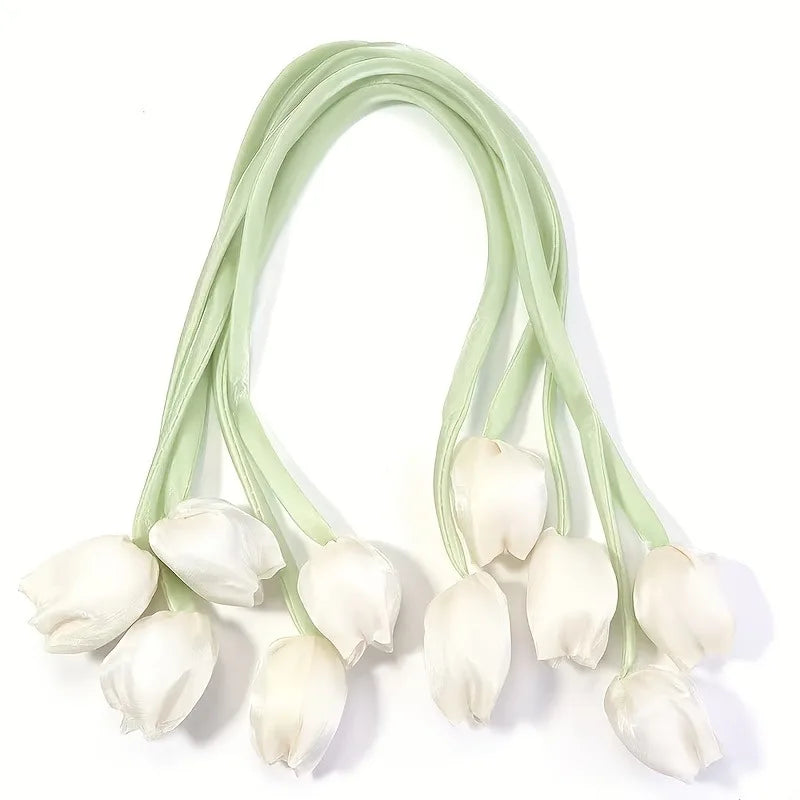boucles rideau tulipes rose blanc vert violet ruban décoratives floral accessoires bricolage mariage