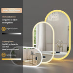 miroir lumineux moderne bluetooth éclairé anti buée date heure marbré blanc beige