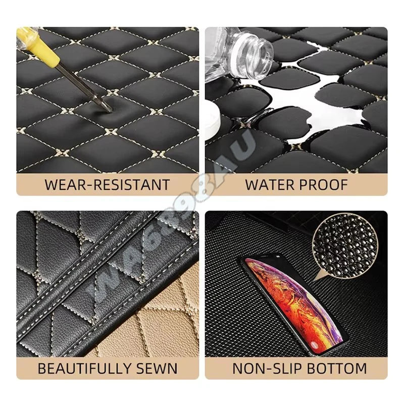 tapis sol voiture cuir noir marron moderne élégant losanges fibres naturelles résistants salissures