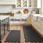 tapis cuisine noir motif géométrique moderne antidérapant sol durable imperméable gaufré festonné