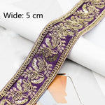 ruban decoratif brode floral paillettes dorées sequins blanc polyestere ecologique