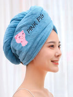 serviette cheveux microfibre absorbante rapide animaux mignons brodés couleurs variées douces pratique