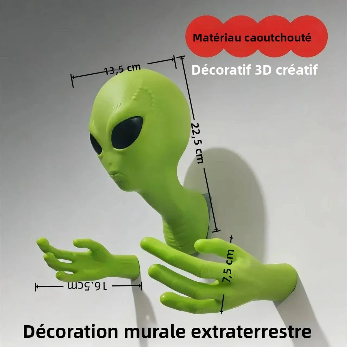 décoration murale extraterrestre vert 3d créative mains yeux noirs pvc