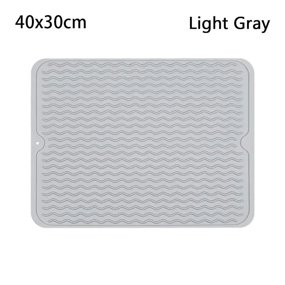tapis table silicone rectangulaire moderne rayures ondulées gris noir protection cuisine support vaisselle
