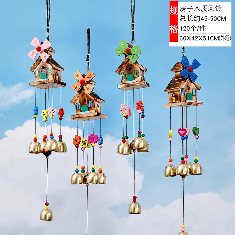 pendant ethnique attrape rêves œil bleu argenté clochettes métal maison jardinextérieur
