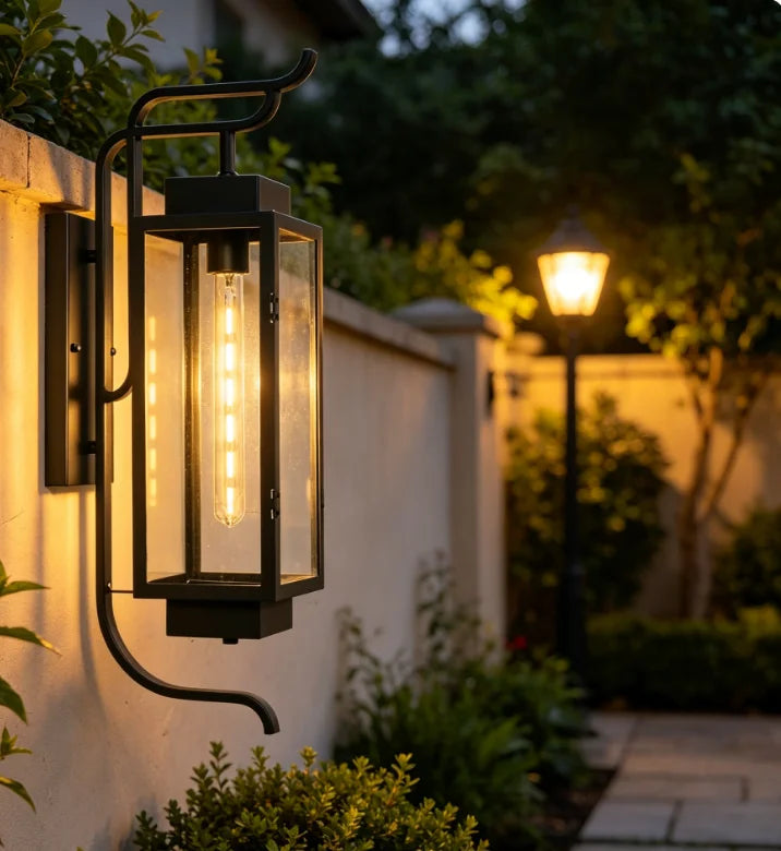 lampe murale classique transparente noir ip55 fer éclairage maison e27