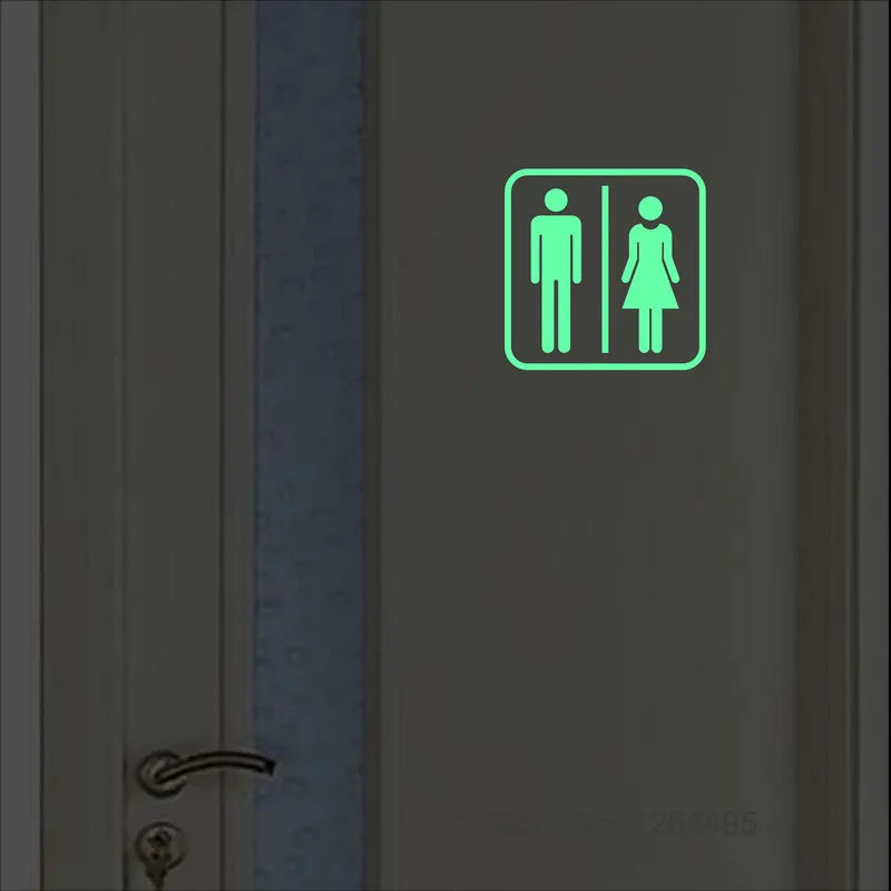 signalétique porte toilettes homme femme autocollant vert bleu orange jaune graphique simple salle bain