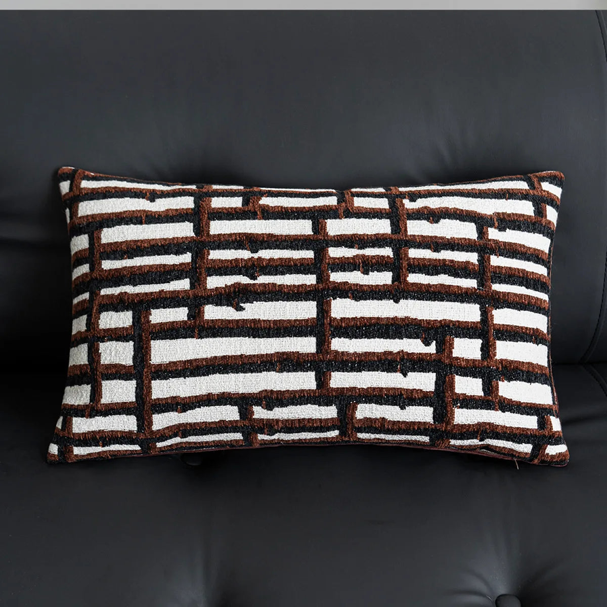 housse coussin polyester géométrique chevaux marron blanc moderne décoration intérieure nordique fixations