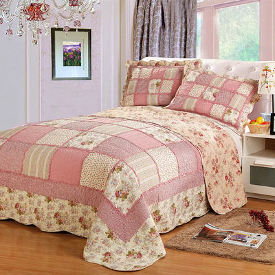 Couvre-lit patchwork coton blanc pour lit 1.5m