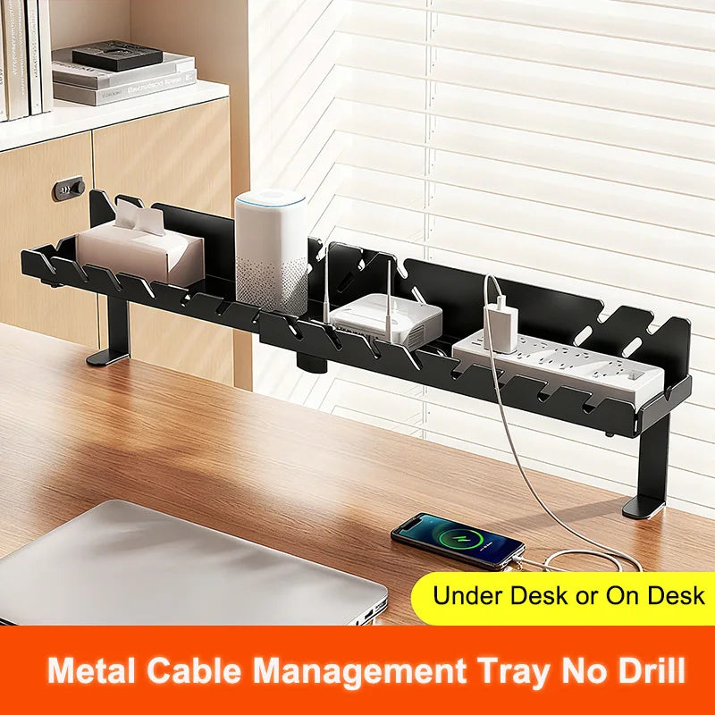 rangement sous table noir extensible clips moderne organisation câbles boîtes rangement acier multifonctionnalité