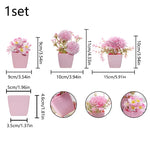 plantes artificielles bonsaï vert rose clair feuilles pointues fleurs simples moderne minimaliste pots carrés