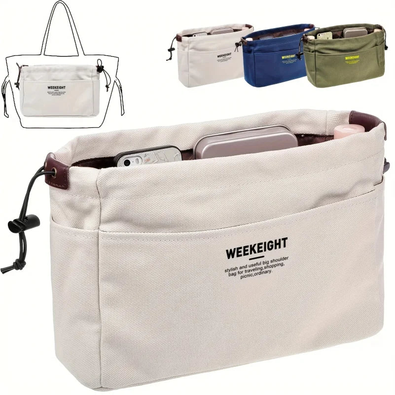 sac main toile beige marron poignées amovibles moderne pratique voyage 27cm 17cm