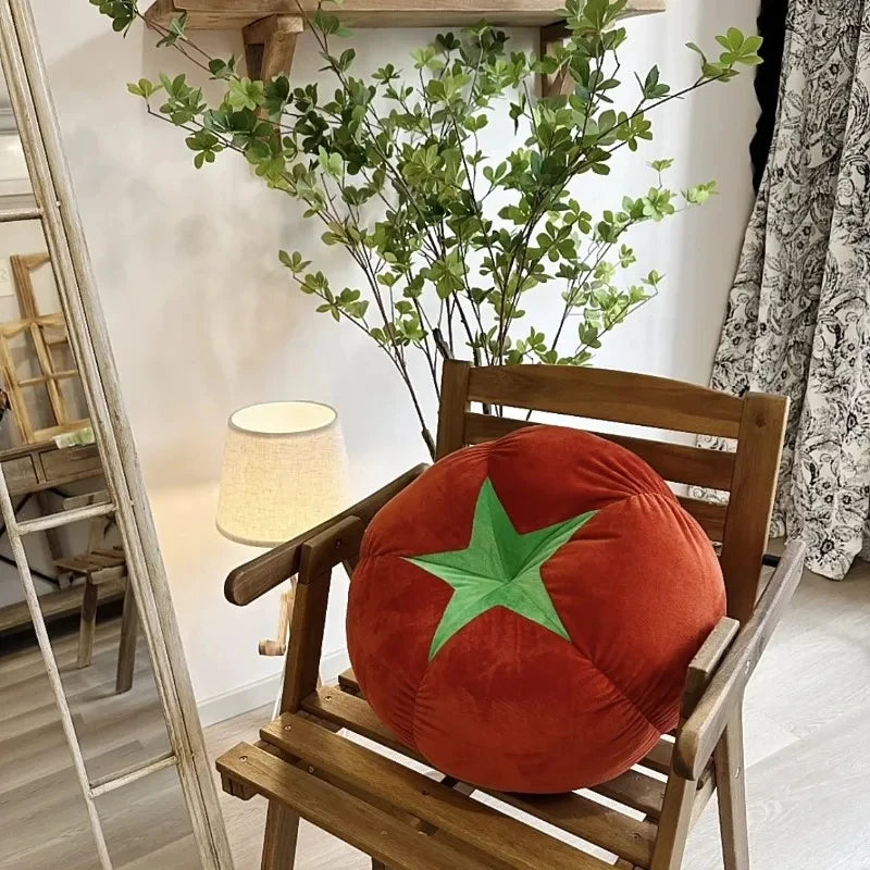 coussin décoratif forme champignon tomate tissu peluche anti décubitus lavable moderne rouges jaunes marrons