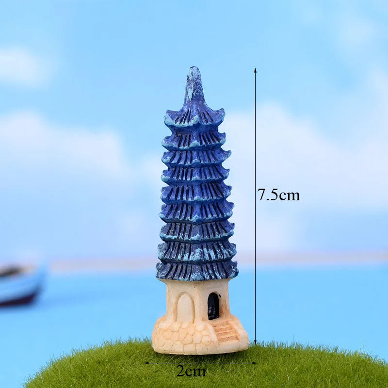 phare miniature résine pyramide blanc noir bleu rouge rayures horizontales artisanal decoratif porte fenetre