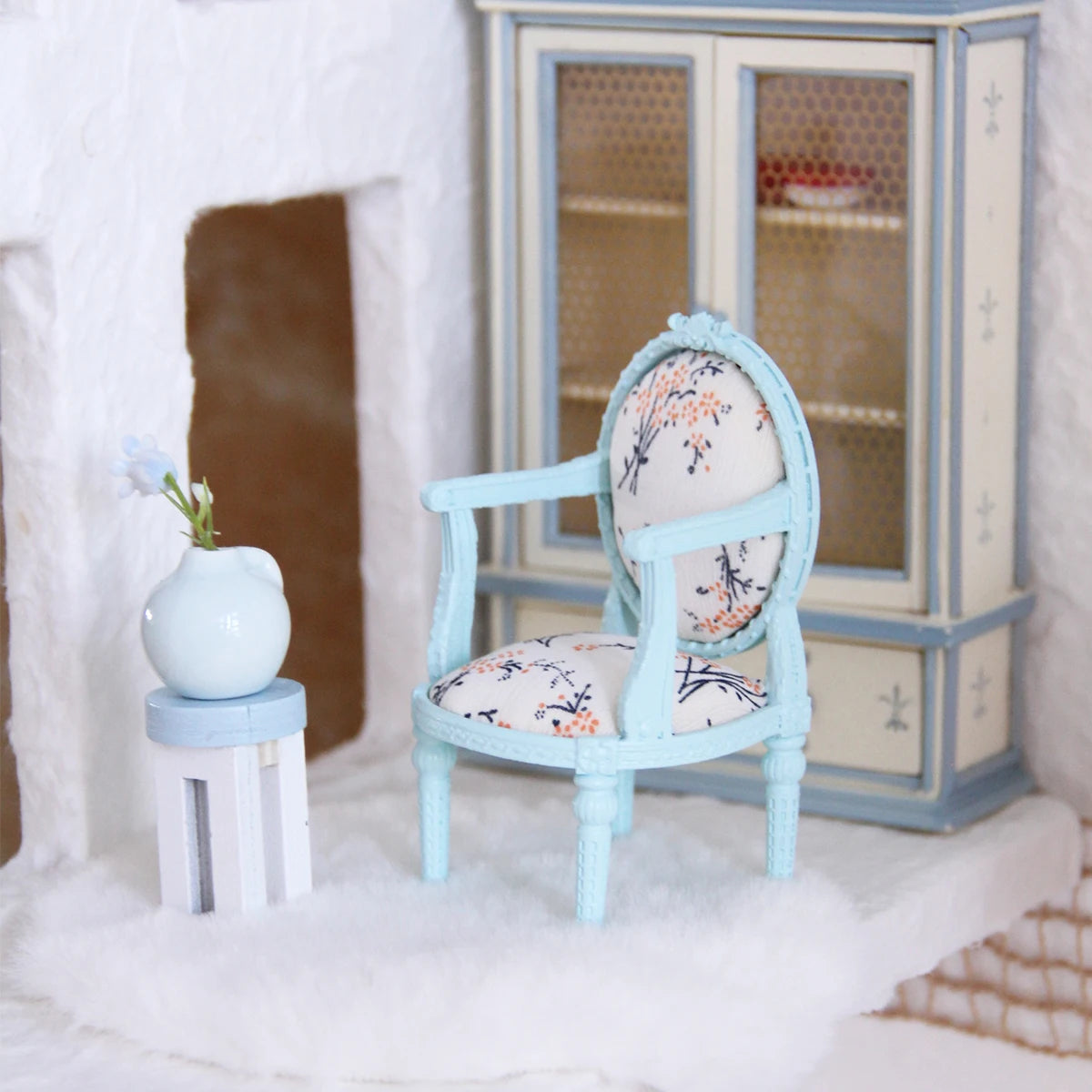 meubles miniatures résine chaises table or blanc floral rococo louis xv vintage figurinesDecorationMiniMaison