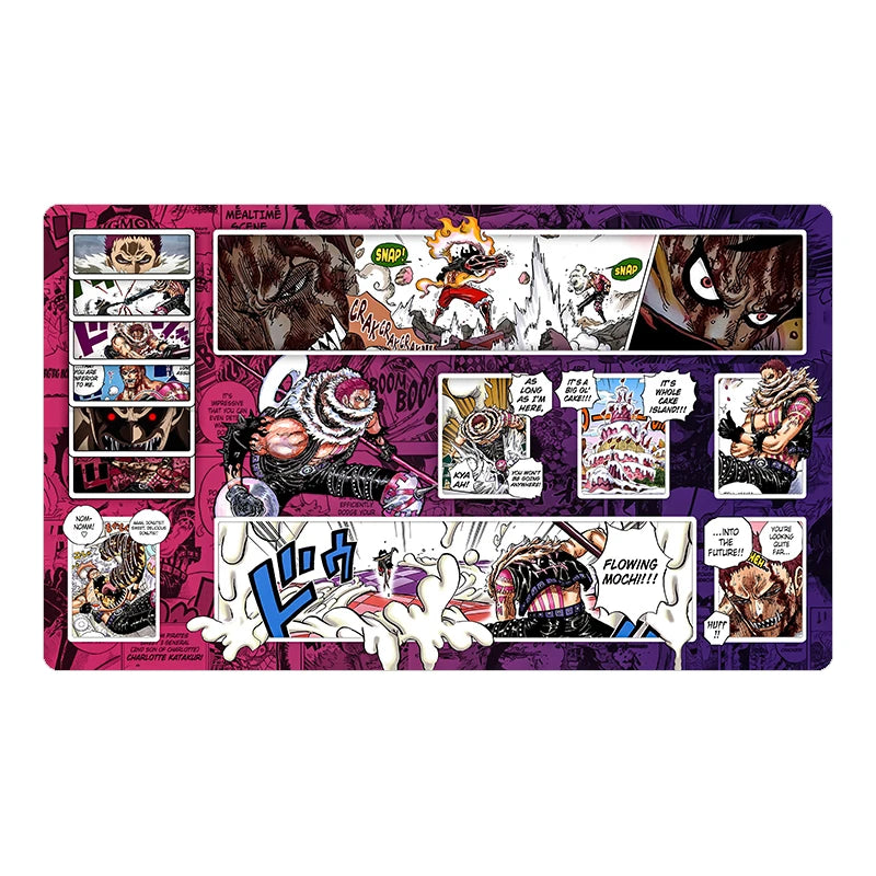 tapis souris anime personnages combats dialogues rouge noir violet marron illustrations opaques