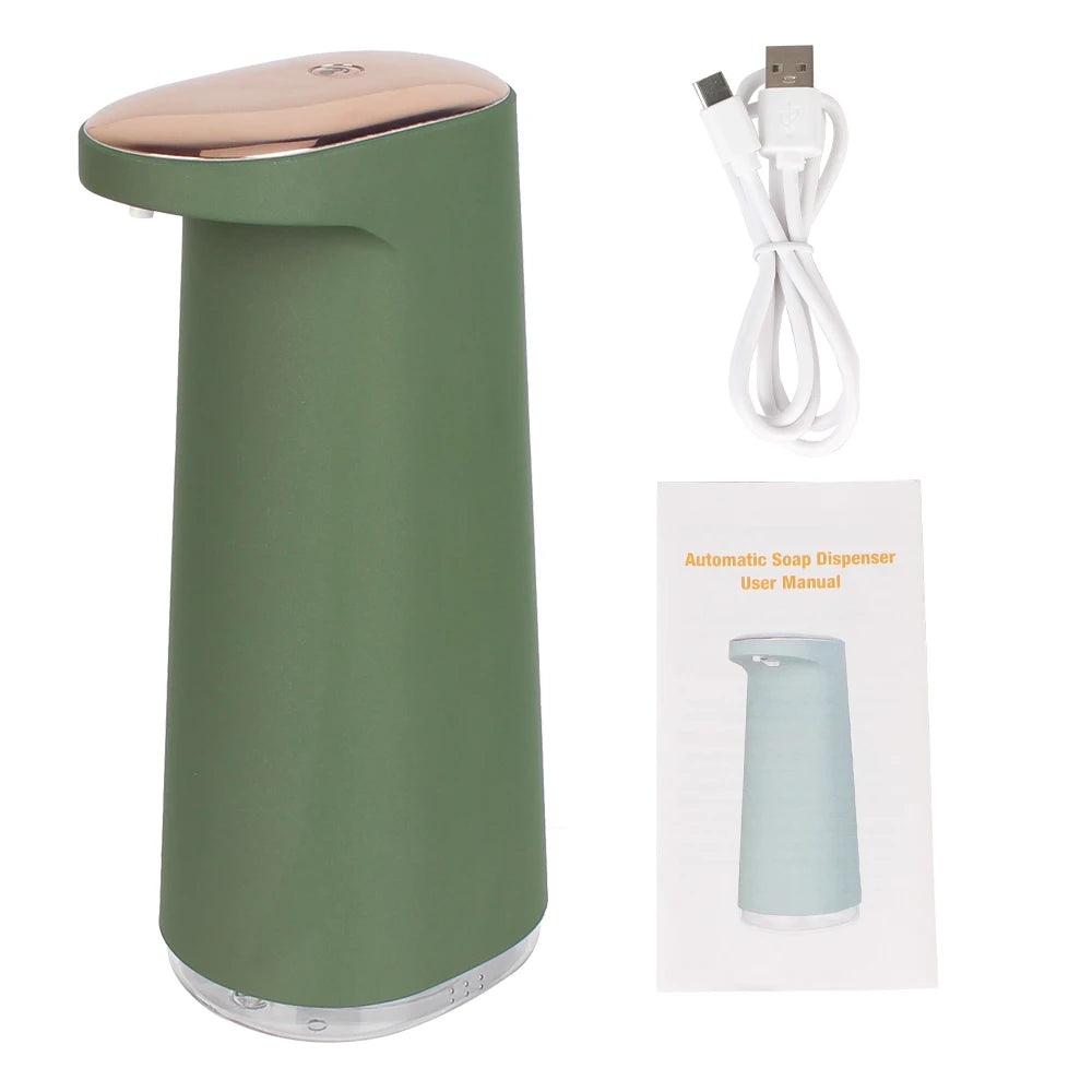 distributeur savon mousse automatique vert olive moderne recharge usb 450ml minimaliste tactile