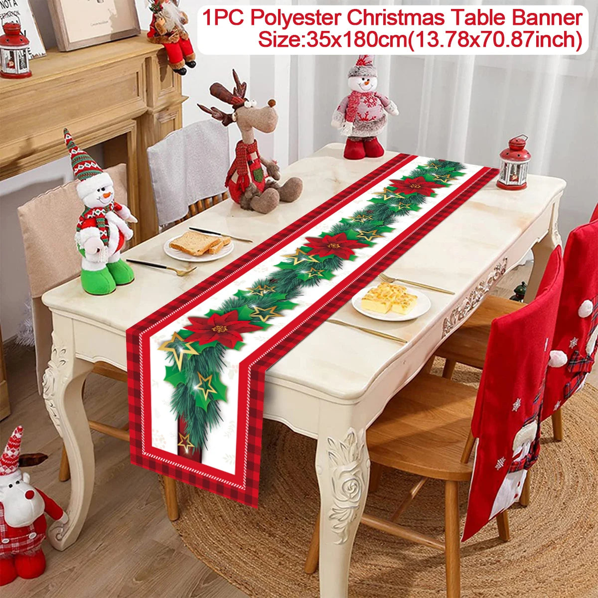 table noel blanche rouge motif poinsettia decoration festive couleurs noel traditionnellements