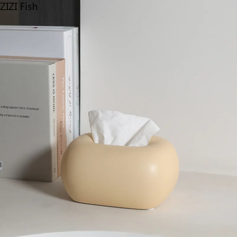 boîte mouchoirs moderne porcelaine beige clair tissu amovible table chevet