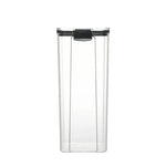 boîtes rangement alimentaire transparentes poignées noires multiple tailles réutilisables modernes pratiques épices pâtes graines