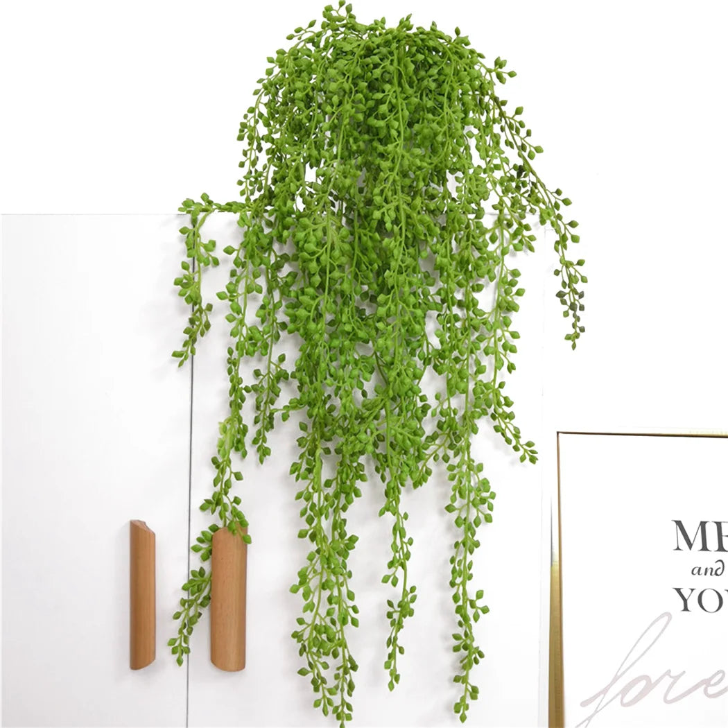 plante artificielle feuilles vertes branches mur extérieur décoration jardin botanique accrochée tige fine verte