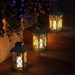 lanterne solaire marron doré carreaux vintage bougie led ip65 protection extérieure annuaire métallique