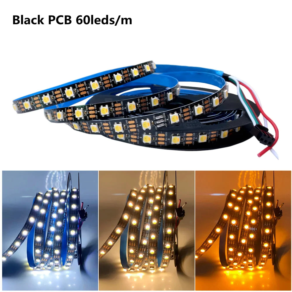 ruban led 5m 144 leds blanc blanc chaud ambre ip65 waterproof moderne
