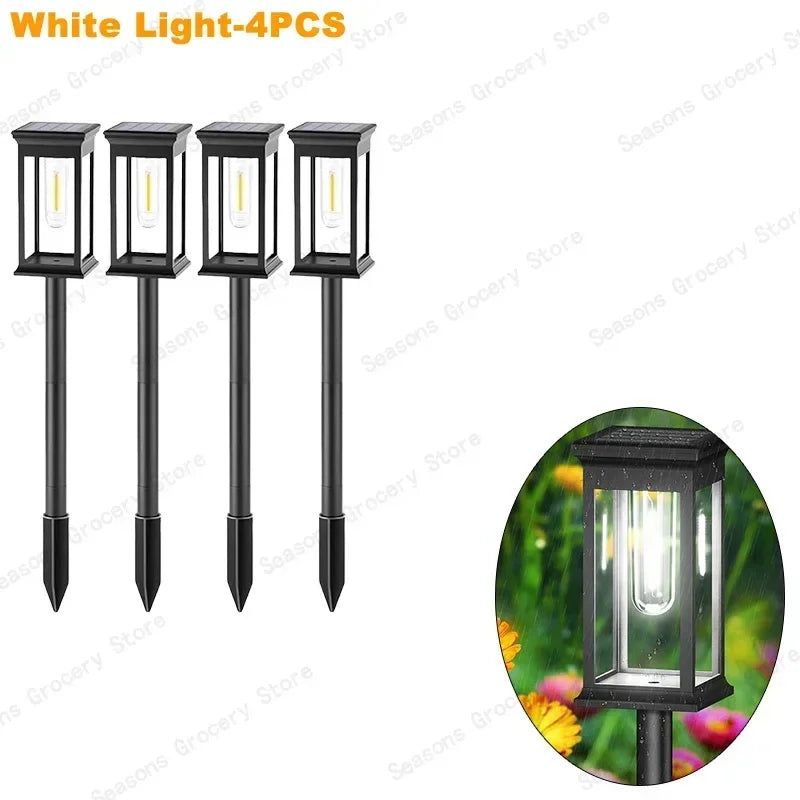 lampes solaires led étanches modernes noires transparentes jardin allée automatiquesurgence