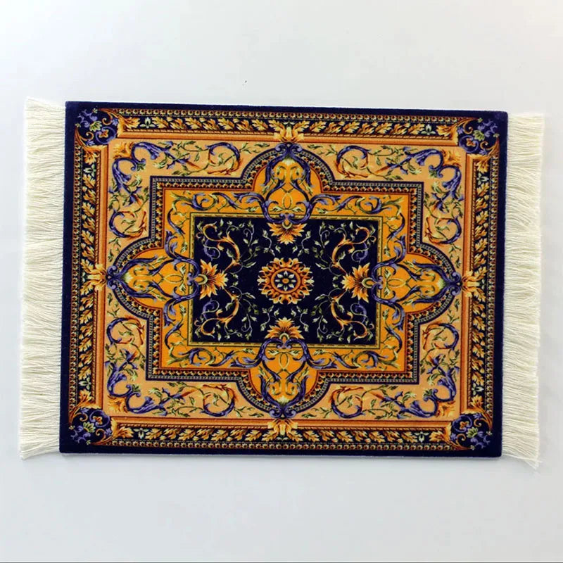 tapis sol persan motif floral classique franges décoration intérieur maison