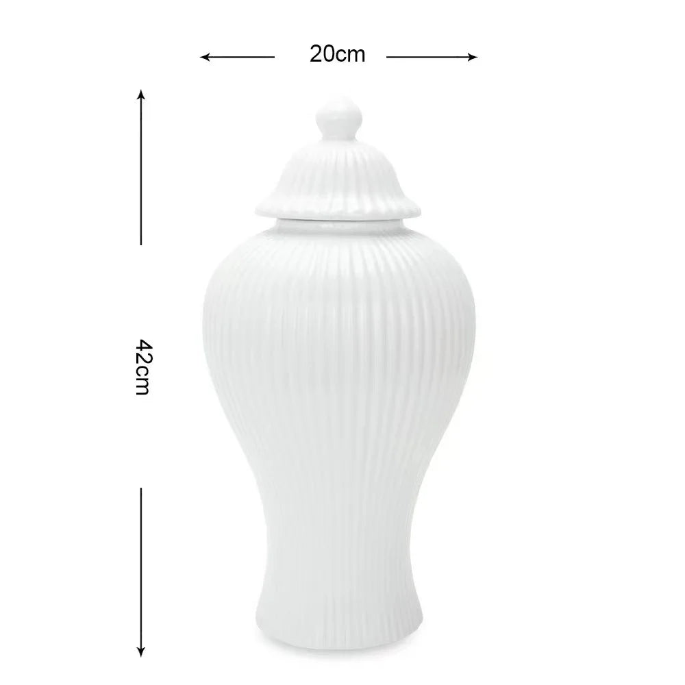 vase blanc doré rayures verticales moderne élégant couvercle décoration maison