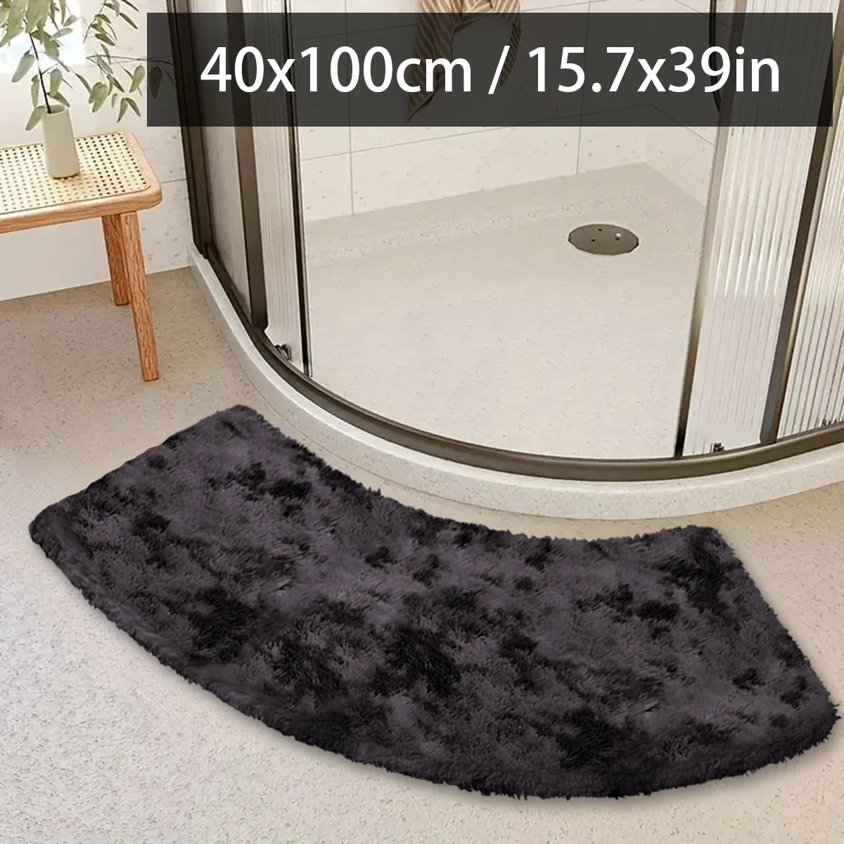 tapis bain gris clair motif fleurs noires texture douce moderne adhésif 40x100cm 60x140cm