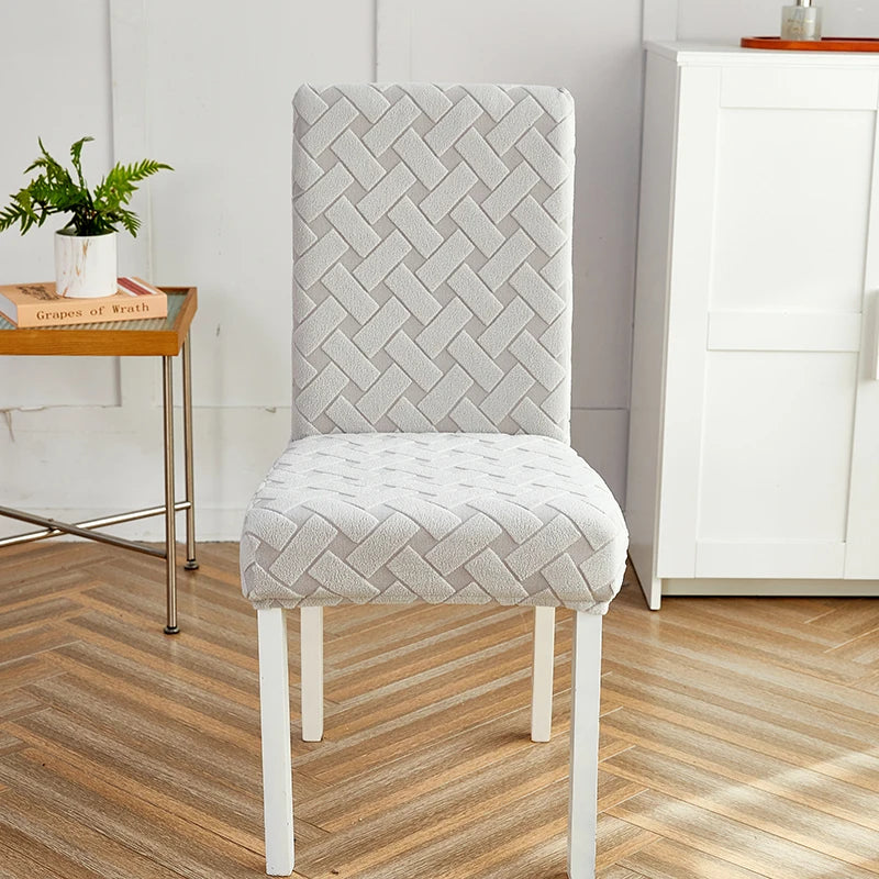 housse chaise moderne tissu géométrique gris élasthanne polyester mariage banquet