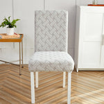 housse chaise moderne tissu géométrique gris élasthanne polyester mariage banquet