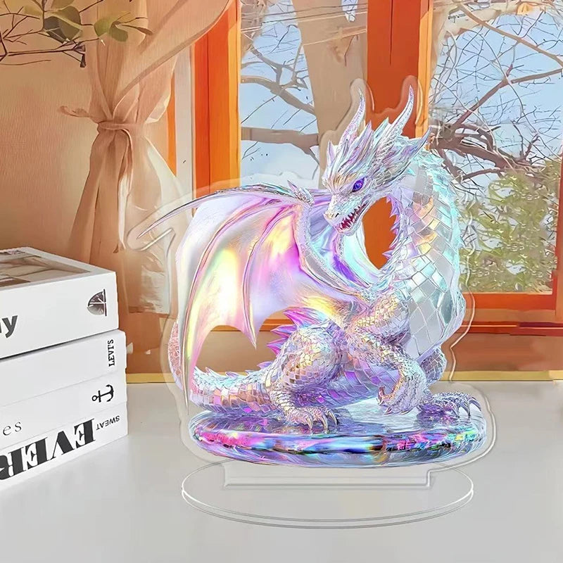 sculpture animale résine transparente détaillée dragon brillant ornement cadeau déménagement