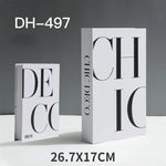 décoration moderne livre faux livres typographie minimaliste noir blanc gris