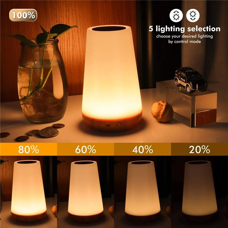 lampe table moderne télécommande rgb rechargeable led blanc brun contemporaine minimaliste