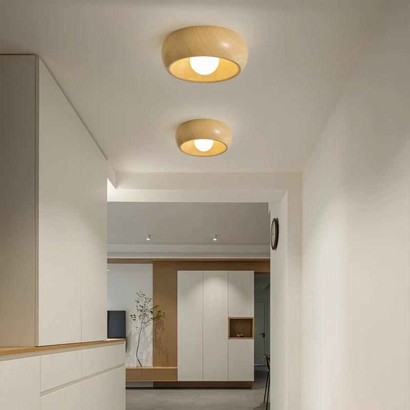 lampe moderne texture bois couleur naturelle blanche éclairage led réglable sans télécommande