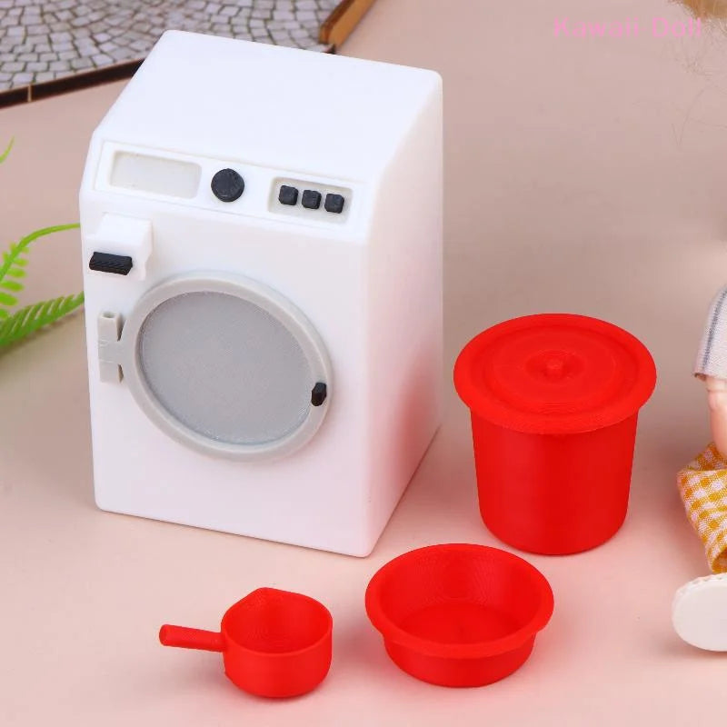 machine laver miniature blanc rouge accessoire poupée détaillée ornement buanderie maison poupées éléments grille