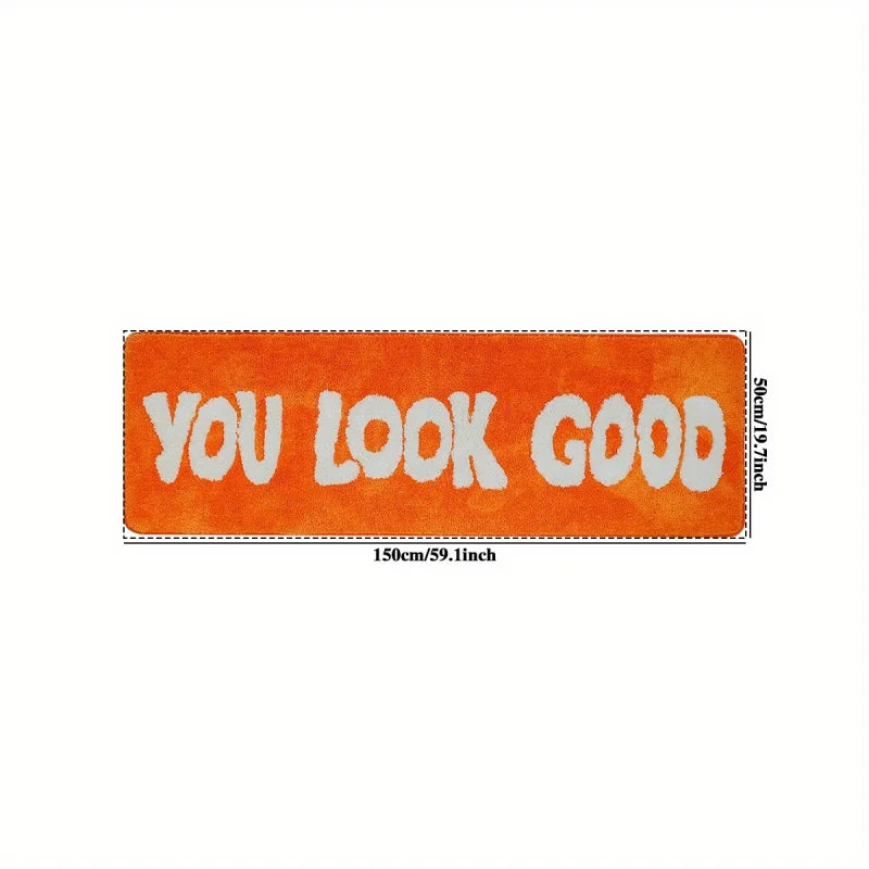tapis orange moderne lettres blanches antidérapant polyester salle bain cuisine