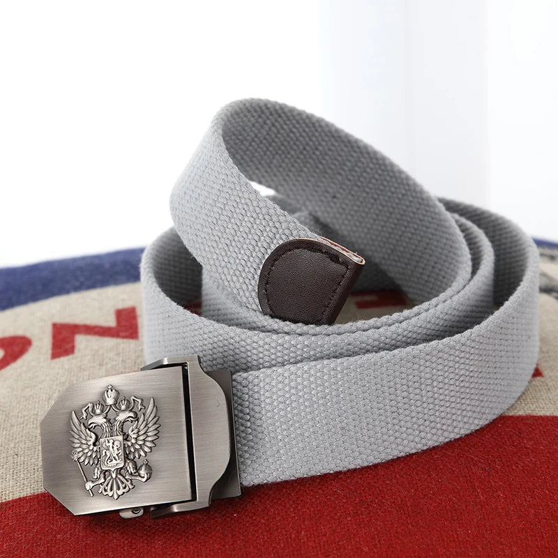 ceinture homme toile métal camouflage noir double aigle militaire décontracté opacité