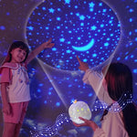 projecteur nuit étoiles lune géométrique blanc bleu jaune moderne veilleuse chambre enfants led diy