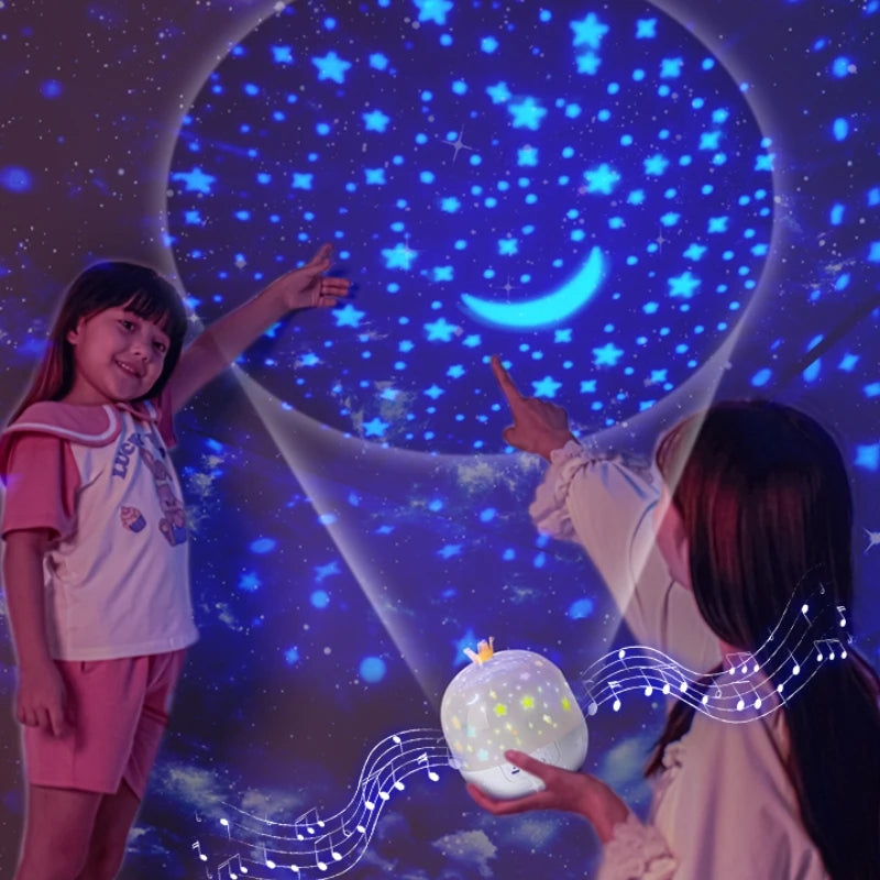 projecteur nuit étoiles lune géométrique blanc bleu jaune moderne veilleuse chambre enfants led diy