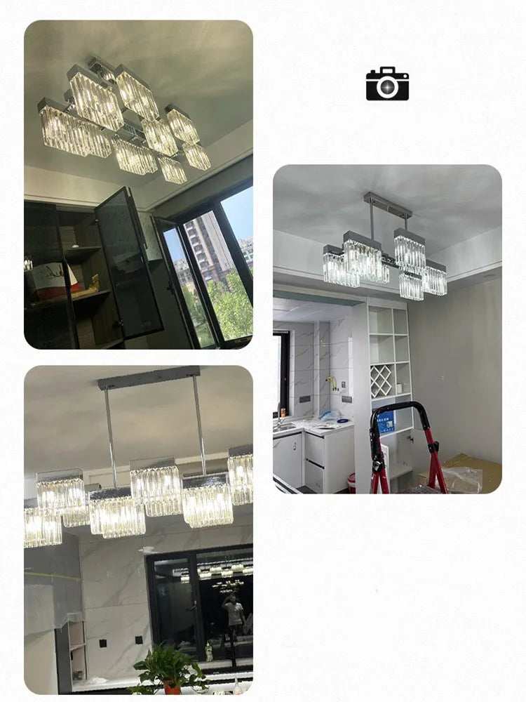 lampe suspendue moderne transparente chrome facettes 4200K 3000K 6500K 90260V 200082000lm