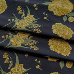 tissu brocart floral texturé noir jaune vert résistant bricolage decoratif 145cm